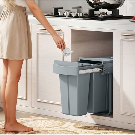 Pattumiera estraibile da incasso 30 L grigia OKMYHOME (1/5)