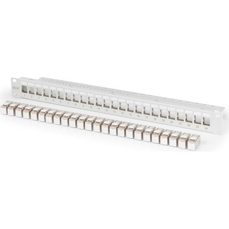 DIGITUS Patchpanel 1HE 24xCat6A Keystone Module geschirmt gr