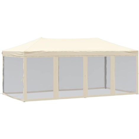 vidaXL Carpa para fiestas plegable con paredes laterales crema 3x6 m (1/2)