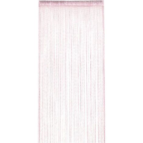Rideau à Fils 100x200 cm Rose, Décoration Élégante pour Porte, Fenêtre, Séparation de Pièce, Franges Pompons (1/3)