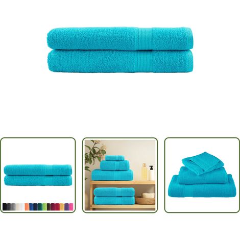 Baumwolle - Premium-Handtücher SOLUND 2 Stk. Türkis 100x200 cm 600 g/m² (1/5)