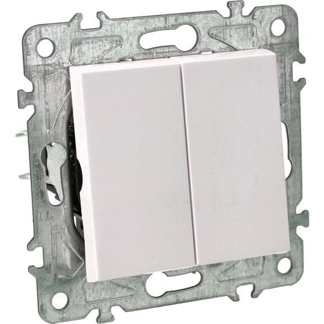 Mecanismo Doble Interruptor 2 circuitos Policarbonato Blanco