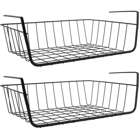 Lot de 2 Panier Suspendu pour Rangement 34x11.5x20.5CM Portée 4, 5kg panier de rangement sous tablette Métal Anti-Rouille (1/4)