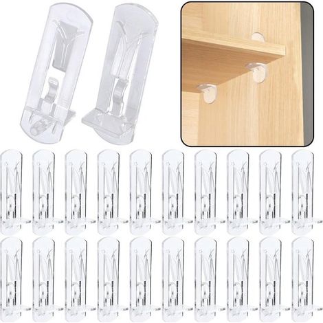 20 pezzi di perni di bloccaggio in plastica per mensole – Perni per mensole da 6,9 mm, morsetti di supporto autobloccanti, perni trasparenti per mensole per mobili da cucina, mobili, librerie (perno d (1/5)