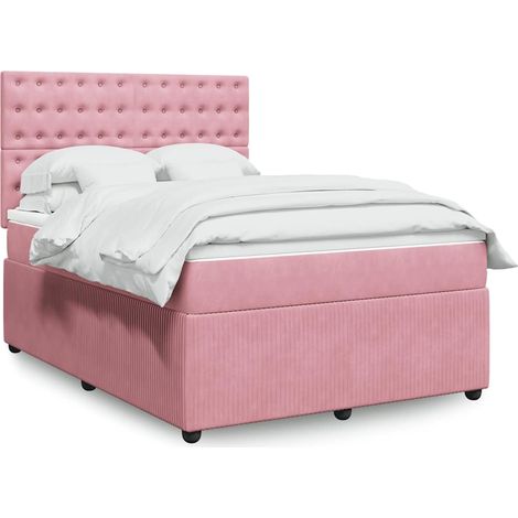 Boxspringbett mit Matratze Rosa 140x200 cm Samt vidaXL (1/5)