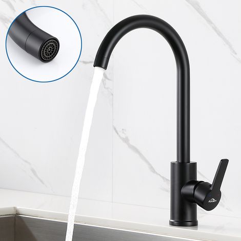 Schwarz Küchenarmatur Spültischarmatur 360° Wasserhahn Einhandmischer Spültisch Waschbecken Mischbatterie (1/5)