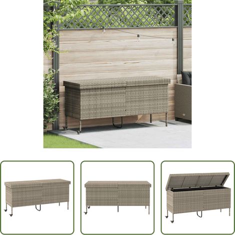 Gartentruhe - Gartentruhe mit Rollen Hellgrau 160x55x75 cm Poly Rattan (1/5)