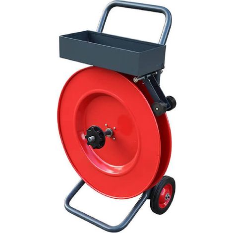 Portareggia con telaio in tubolare e un disco di Ø 60 cm ideale per grandi bobine di reggetta in plastica (1/2)