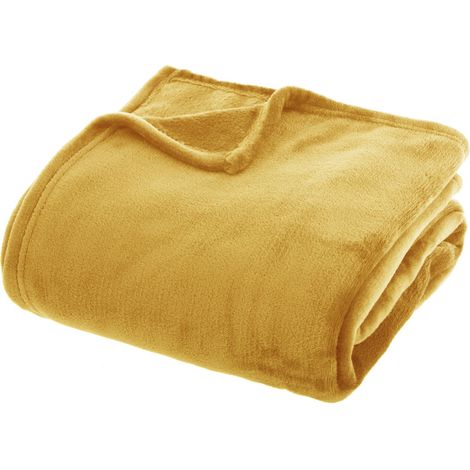 Couverture flanelle 180 x 230 cm Atmosphera - Ocre