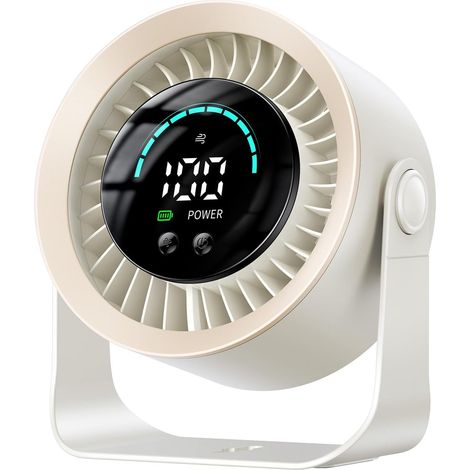 Petit ventilateur de bureau portable avec affichage LED, idéal pour se rafraîchir personnellement au bureau (blanc) (1/5)