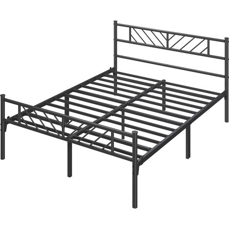 Yaheetech Struttura Letto in Ferro Metallo Testiera Industriale Camera da Letto Ospiti Soggiorno Semplice Moderno Nero 140 x 200 cm