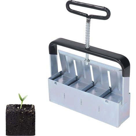 Générateur de semis portatif, fabricant manuel de blocs de terre, inhibiteur de sol, inhibiteur de sol manuel carré 4 x 2" avec poignée confortable, moule portatif pour semis de boutures, mini plateau (1/5)