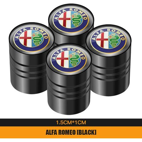 (A noir) 4 pièces bouchons de Valve de pneu en métal couvercle de tiges d'air de pneu de voiture adapté pour 159 147 156 GT Giulietta Mito Giulia Stelvio Disco Volante (1/5)