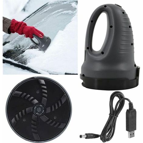 Raschietto elettrico per ghiaccio per auto, ricarica USB, sbrinatore per finestrini, facile da usare, veloce, risparmio di tempo, nero (1/4)