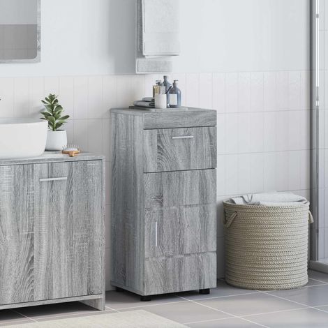 Meuble de salle de bain à 2 tiroirs en bois d'ingénierie gris sonoma 37 x 31,5 x 82 cm - PANGIVO (1/5)