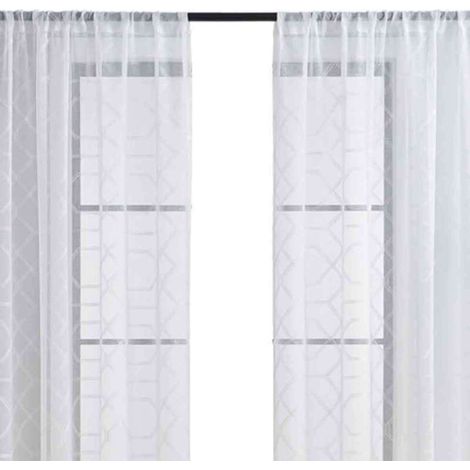 Rideaux en Voile Blanc Brodé à Motif Floral Style Ferme - à Oeillets - 52x84 Pouces (132x213cm) - pour Séjour ou Chambre - Lot de 2 (1/5)