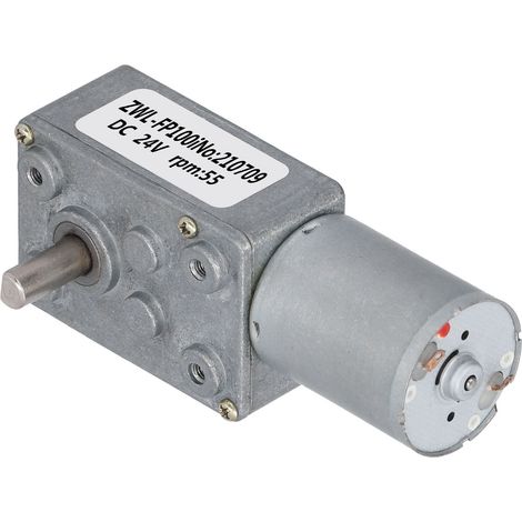 Moteur à engrenage 24V, couple élevé, réducteur électrique à vis sans fin, boîte de vitesses, 55 tr/min, moteur compact pour automatismes. (1/5)