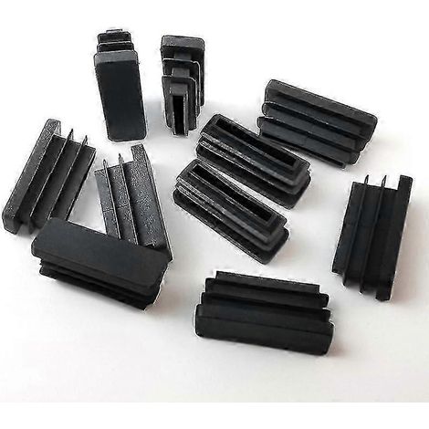 Lot de 20 embouts rectangulaires en plastique noir pour pieds de tubes de table et de chaise (38 x 13 mm) (1/5)