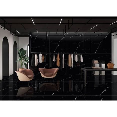 Carrelage rectifié 60x120 modèle DETROIT BLACK Brillant - Paquet de 1.44 m2