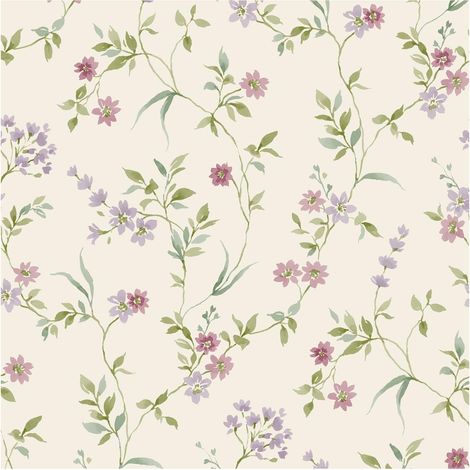 Lila Floral Off White Textured Wallpaper Lilac Botanical Trail Paste The Wall (1/4)