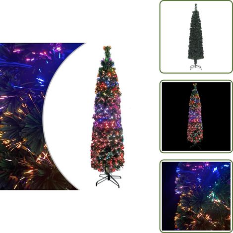 The Living Store Künstlicher Weihnachtsbaum Schlank mit Ständer 120 cm Glasfaser - Glasfaser-Beleuchtung (1/5)