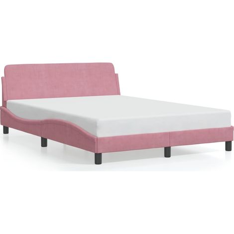 Lit double，Lit adulte，Cadre de lit avec tête de lit Dover rose 140x200cm velours CFW8696773 (1/5)