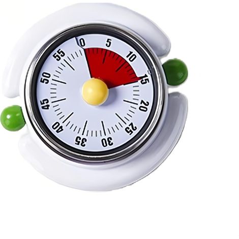 Timer da cucina meccanico visivo da 60 minuti, senza batterie, con conto alla rovescia magnetico da 75 dB, ideale per la cottura al forno (bianco) (1/4)