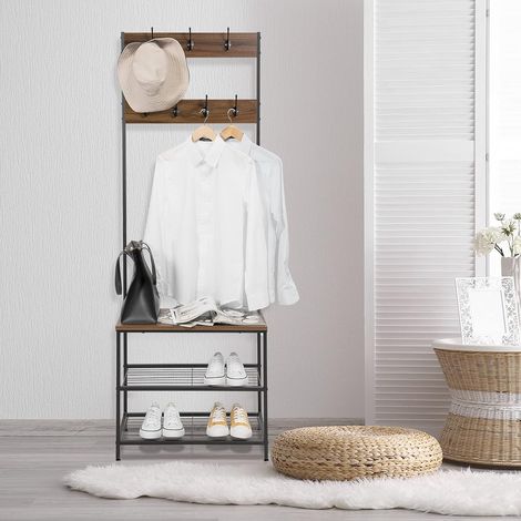 WOLTU Metal Clothes Hanging Rail W/Shoe Rack/Storage Shelf Smooth Black Finish (1/5)