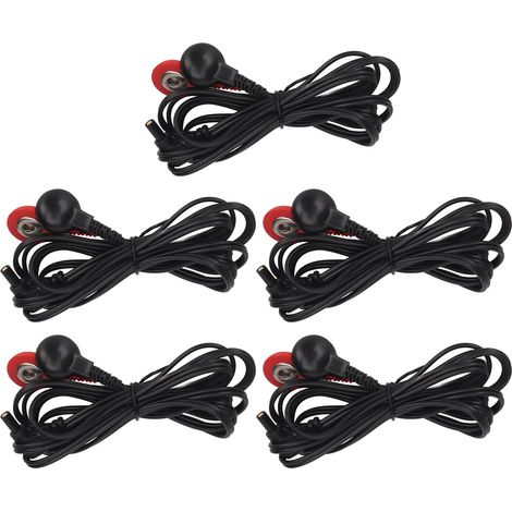 5 paires de fils d'électrodes noirs, fiche 2,35 mm, câbles de connexion pour appareil TENS, machine de traitement numérique, 1,5 mètre (1/5)