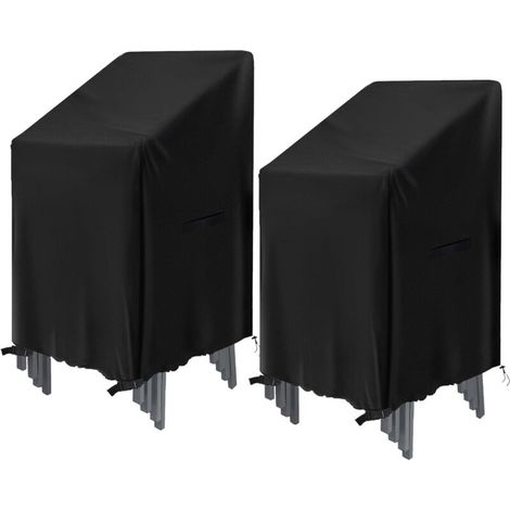 Housse de Protection de Chaise empilables 2 Pièces, 72x72x120cm, imperméable Tissu Oxford Housse Chaise Extérieur pour chaises de Jardin et de Balcon