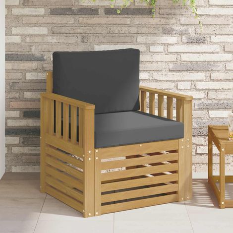 Ensemble Canapé de Jardin 1 Place en Bois d'Acacia Massif Blanc et Anthracite - PANGIVO (1/5)
