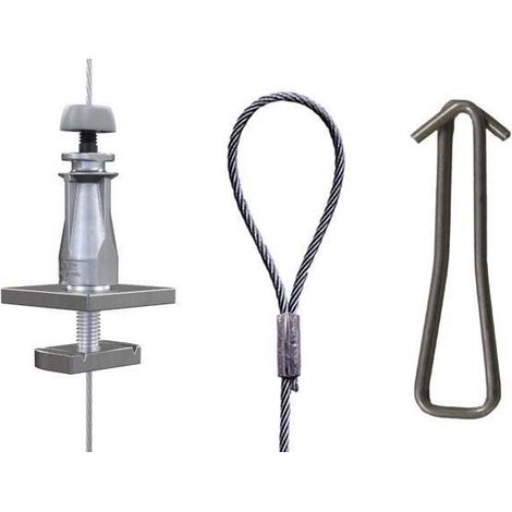 Kit suspension UniGrip sortie centrale – Système breveté pour réglage rapide sans outils – Câble acier certifié pour charges importantes – Gripple