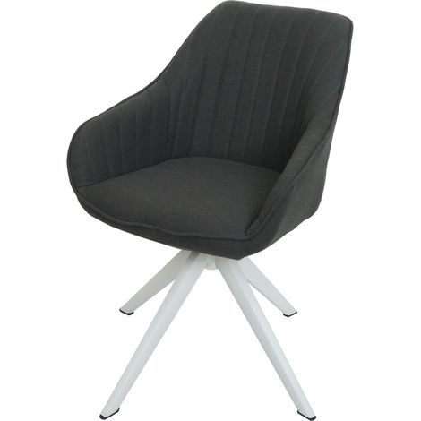 [NON UTILIZZATO] Sedia poltroncina girevole con braccioli elegante imbottita HHG-786 tessuto grigio scuro