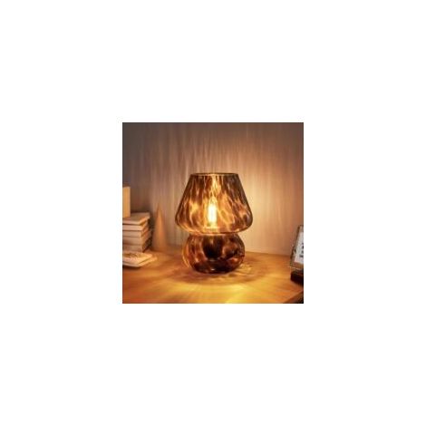 Lampada a fungo, piccola lampada da tavolo vintage per comodino, lampada da comodino in vetro traslucido - Crezuo