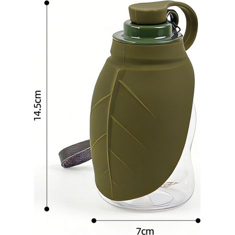 Mini gourde pour chien et chat, abreuvoir portable pliable, bouteille d’eau et gamelle 2 en 1, pour promenade extérieure, 300 ml, olive (1/5)