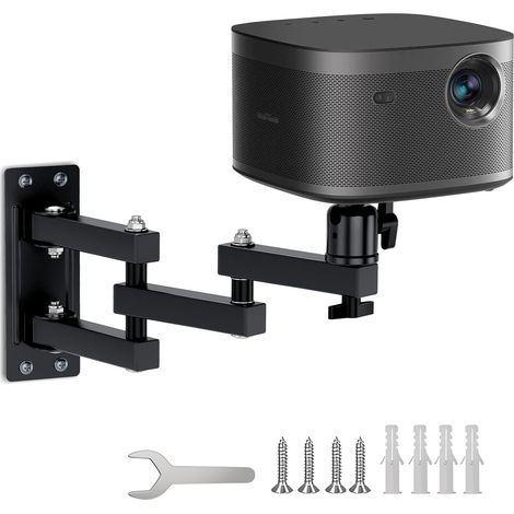 Support Mural Pliable pour Projecteur, Support de Videoprojecteur avec Vis 1/4", Support Mural Retroprojecteur Réglable Rotation à 360° pour Le Home Cinéma, Le Bureau et la Salle de Jeu (1/5)