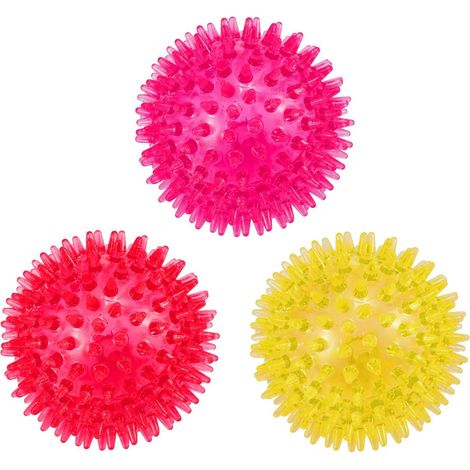 Balle de Jeu à Picots pour Chien Lot de 3 Jouet Sonore et Flottant pour Chiots et Chiens de Moyenne Taille Jouet d'Occupation Mastication et Hygiène Dentaire (1/5)
