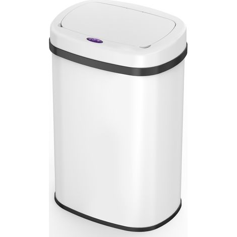 Kitchen Move – Poubelle automatique 58L – Acier inoxydable avec fermeture silencieuse – Couvercle à ouverture infrarouge – Design moderne blanc