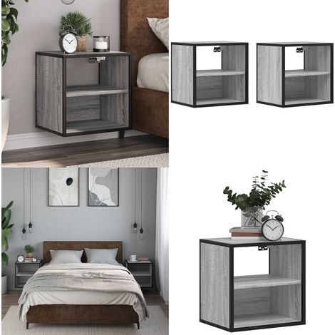 vidaXL Tables de chevet murales 2 pcs sonoma gris 40x31x39,5 cm (1/5)
