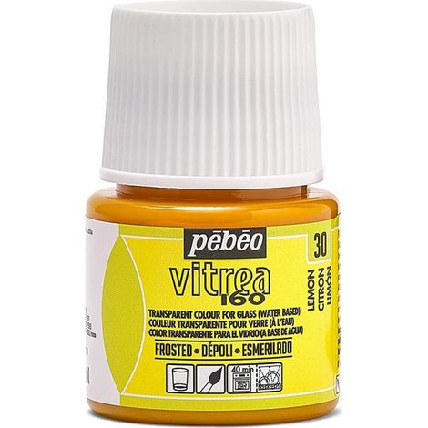 Peinture sur verre - Pebeo - Vitrea 160 - Couleur Citron - Flacon 45 ml - Idéal pour décoration