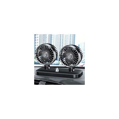 Ventilateur électrique de voiture à double tête rotative, 12 V/24 V, silencieux, 2 vitesses, noir (1/5)