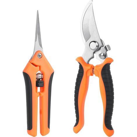 Professional pruning shears with a lockable handle and 2 cutting blades, ideal for cutting branches, shrubs and fences (straight and curved). (1/5)