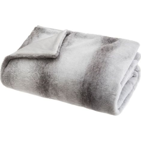 Paris Prix - Plaid Imitation Fourrure cocon 130x160cm Gris (1/2)