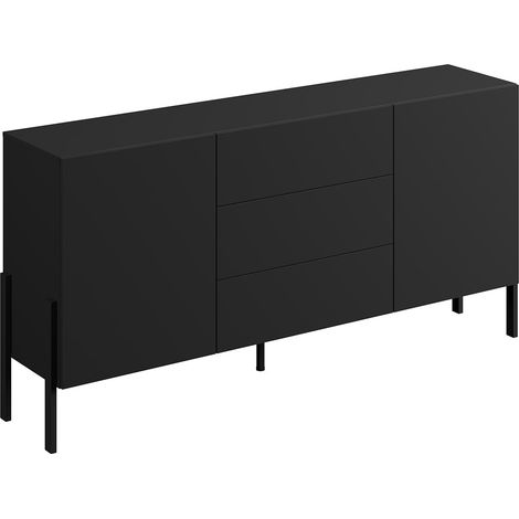 Buffet long 2 portes 3 tiroirs Bérénice Noir (1/5)
