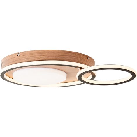 Brilliant Karney LED Deckenleuchte 57x40cm schwarz/holz, Aluminium/Kunststoff, 1x LED integriert, 48 W , (Lichtstrom: 5600lm, Lichtfarbe: 3000K)