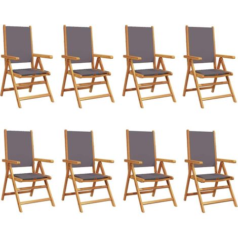 Sillas reclinables plegables 8 uds tela madera maciza antracita vidaXL (1/5)