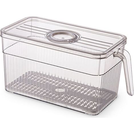 Boite Rangement Frigo Lot de 1, Boîte de Rangement Frigo avec Couvercle et Poignée, Bac Rangement Frigo Fruit et Légumes, Empilable Organisateur Frigo pour Réfrigérateur, Cuisine - BPA Free (1/4)