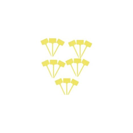 Panneaux de Plantes- Ensemble Pratique de 15 Pièces - Surface d'écriture 55 x 35 mm - Design en T - Matériau Résistant aux Intempéries - Jaune / Panneaux de Plantes / Panneaux d'Herbes (1/5)