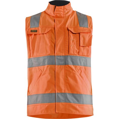 Chaleco de trabajo sin mangas de alta visibilidad 8505 - Naranja fluorescente/Azul marino 4XL