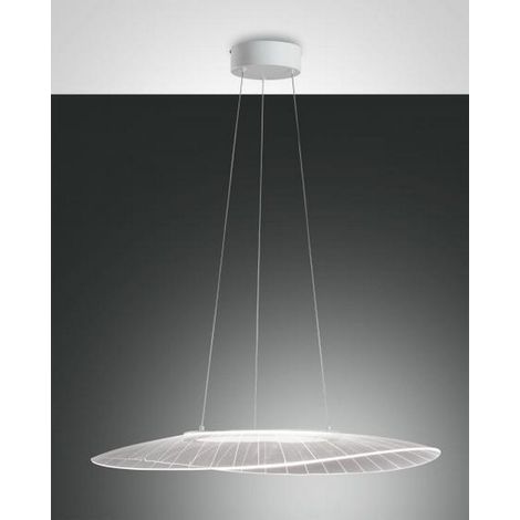 Suspension Vela En Métal Et Méthacrylate Blanc, Led 40 W 3000 K, Dimmable Avec Coupure De Phase, Idéale Pour L'Éclairage Intérieur (1/2)